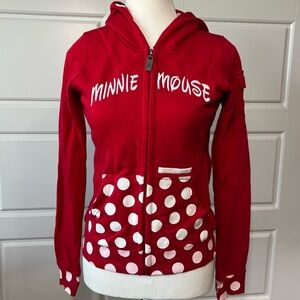 Minnie Mouse Disney Red Full‎ Zip Hoodie Polka Dot Pockets Girls 8Y Large